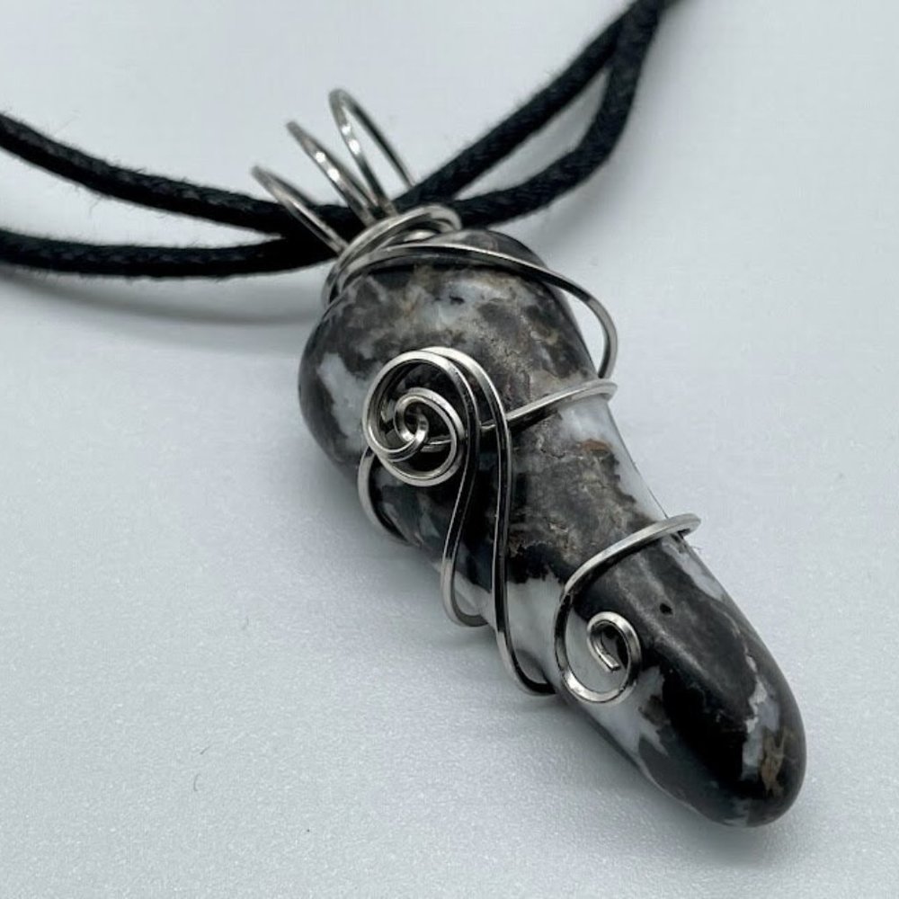 Zebra Jasper Elegant Wire Wrapped Pendant